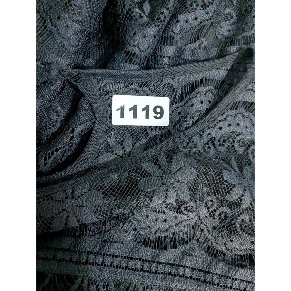 Chelsea & Violet Black Lace Shift Dress XS 3/4 Sleeve Scalloped Hem Cocktail - Picture 10 of 10
